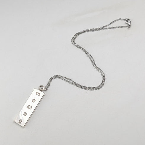 1977年 英国 純銀製 ジュビリーインゴットペンダント 17g ネックレス付